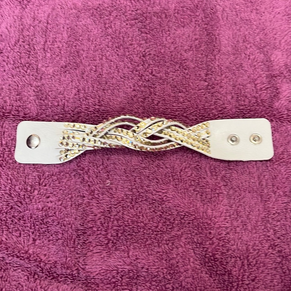 White leather bling bracelet